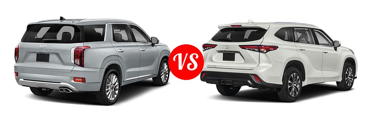 2020 Hyundai Palisade SUV Limited vs. 2020 Toyota Highlander SUV XLE - Rear Right Comparison