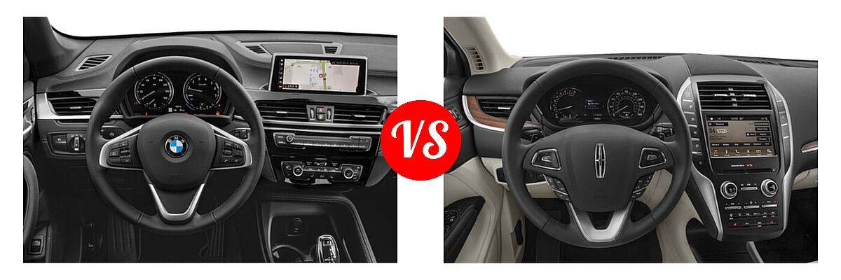 2021 BMW X1 SUV xDrive28i vs. 2019 Lincoln MKC SUV Black Label / FWD / Reserve / Select / Standard - Dashboard Comparison