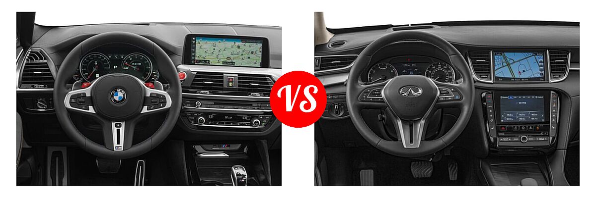 2021 BMW X3 M SUV Sports Activity Vehicle vs. 2019 Infiniti QX50 SUV ESSENTIAL / LUXE / PURE - Dashboard Comparison