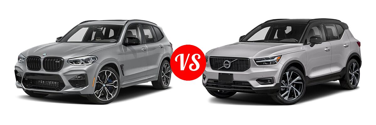 2021 BMW X3 M SUV Sports Activity Vehicle vs. 2019 Volvo XC40 SUV R-Design - Front Left Comparison