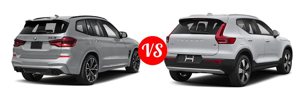 2021 BMW X3 M SUV Sports Activity Vehicle vs. 2019 Volvo XC40 SUV Momentum / R-Design - Rear Right Comparison