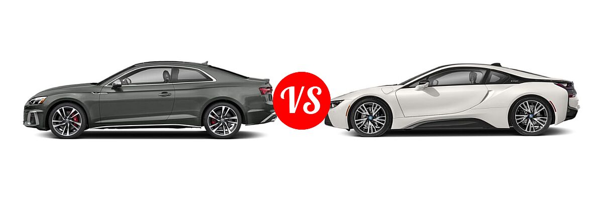 2021 Audi S5 Coupe Prestige vs. 2019 BMW i8 Coupe PHEV Coupe - Side Comparison