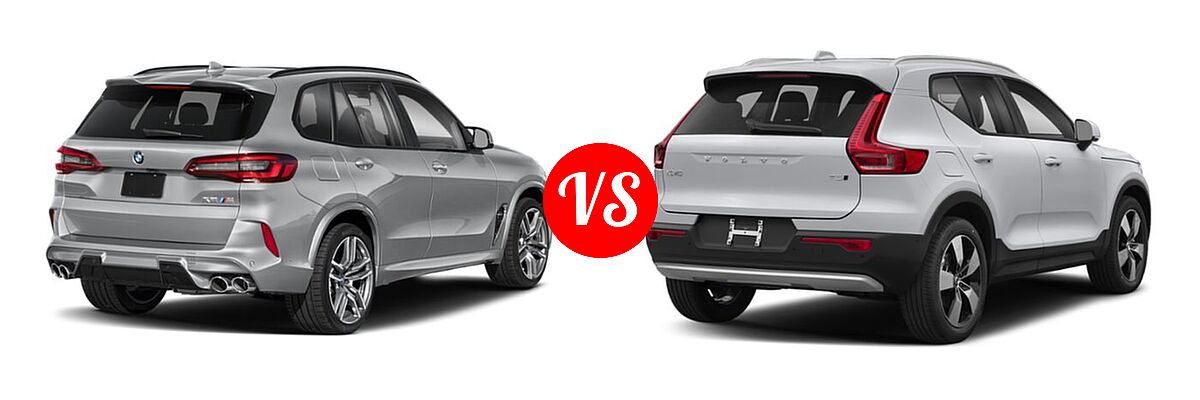 2021 BMW X5 M SUV Sports Activity Vehicle vs. 2019 Volvo XC40 SUV Momentum / R-Design - Rear Right Comparison