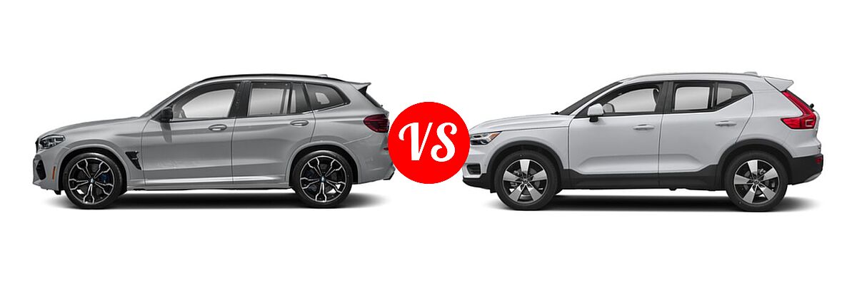 2021 BMW X3 M SUV Sports Activity Vehicle vs. 2019 Volvo XC40 SUV Momentum / R-Design - Side Comparison