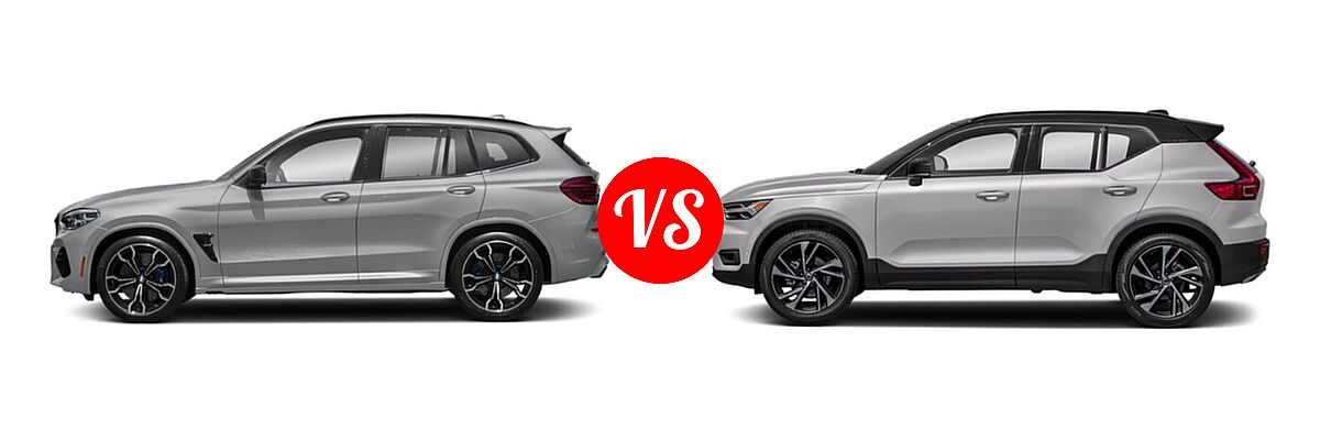 2021 BMW X3 M SUV Sports Activity Vehicle vs. 2019 Volvo XC40 SUV R-Design - Side Comparison
