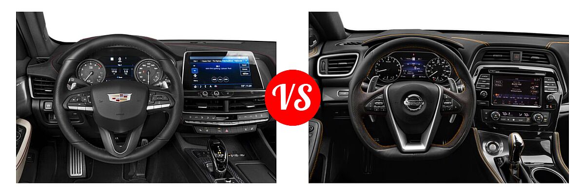 2021 Cadillac CT5 Sedan Luxury / Premium Luxury / Sport / V-Series vs. 2021 Nissan Maxima Sedan SR - Dashboard Comparison