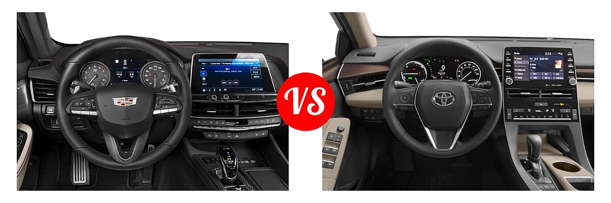 2021 Cadillac CT5 Sedan Luxury / Premium Luxury / Sport / V-Series vs. 2021 Toyota Avalon Hybrid Sedan Hybrid Hybrid XLE - Dashboard Comparison