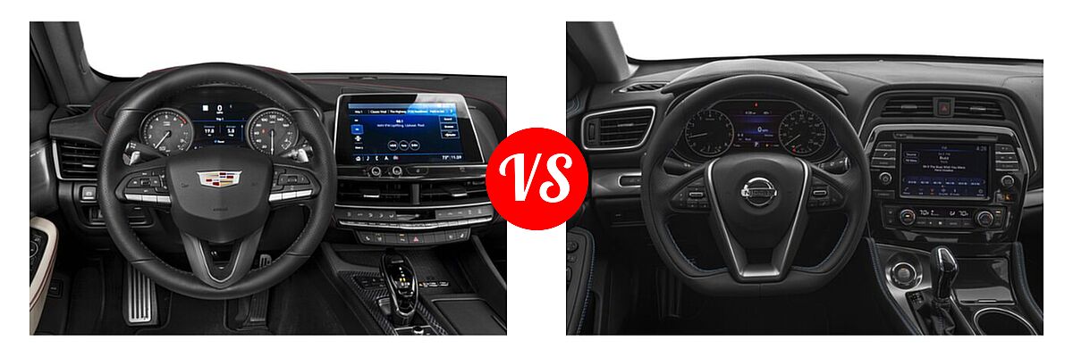 2021 Cadillac CT5 Sedan Luxury / Premium Luxury / Sport / V-Series vs. 2021 Nissan Maxima Sedan SV - Dashboard Comparison