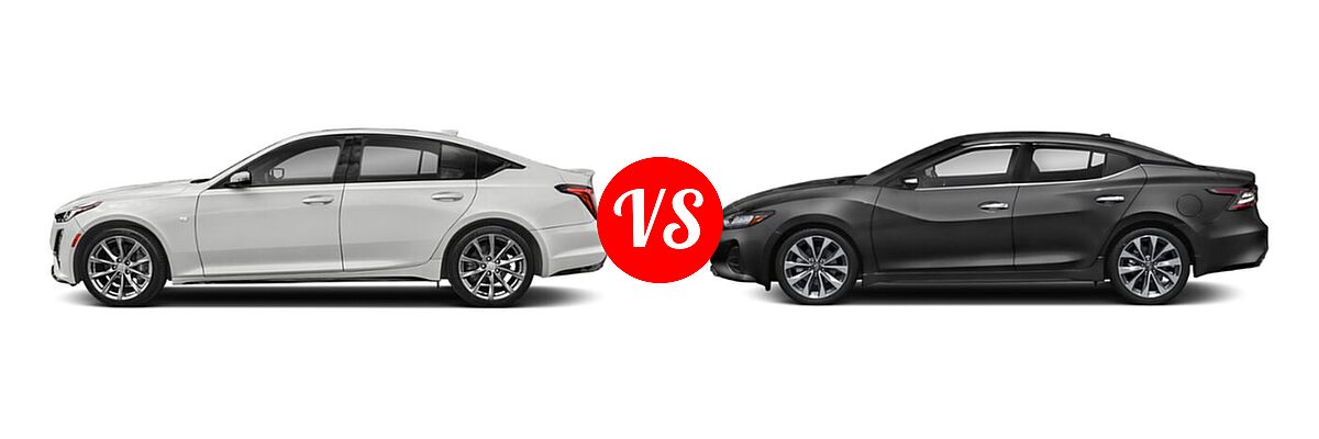 2021 Cadillac CT5 Sedan Luxury / Premium Luxury / Sport / V-Series vs. 2021 Nissan Maxima Sedan Platinum - Side Comparison