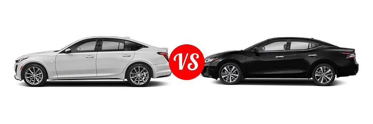 2021 Cadillac CT5 Sedan Luxury / Premium Luxury / Sport / V-Series vs. 2021 Nissan Maxima Sedan SV - Side Comparison