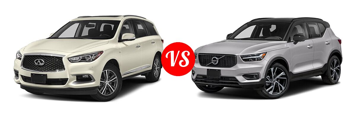 2020 Infiniti QX60 SUV LUXE / PURE vs. 2019 Volvo XC40 SUV R-Design - Front Left Comparison