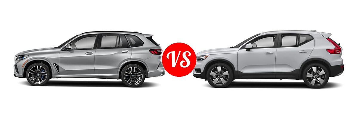 2021 BMW X5 M SUV Sports Activity Vehicle vs. 2019 Volvo XC40 SUV Momentum / R-Design - Side Comparison