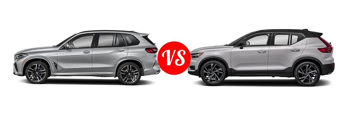 2021 BMW X5 M SUV Sports Activity Vehicle vs. 2019 Volvo XC40 SUV R-Design - Side Comparison