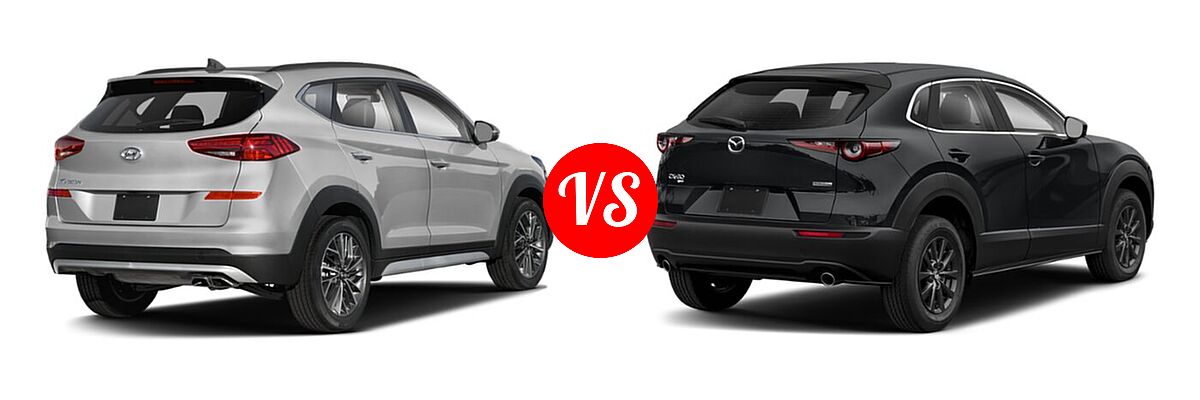 2020 Hyundai Tucson SUV Ultimate vs. 2020 Mazda CX-30 SUV AWD - Rear Right Comparison