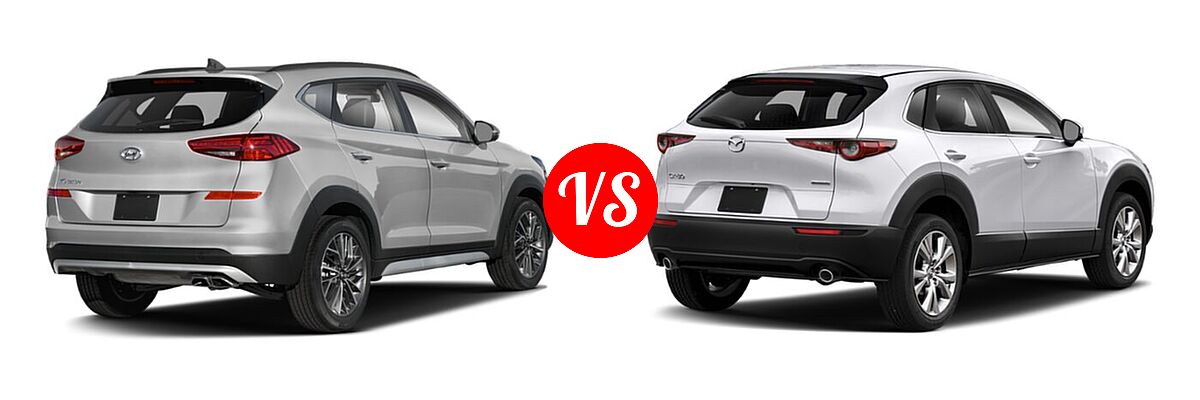 2020 Hyundai Tucson SUV Ultimate vs. 2020 Mazda CX-30 SUV Select Package - Rear Right Comparison
