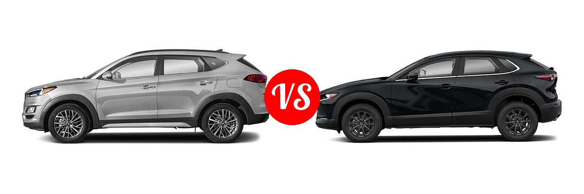 2020 Hyundai Tucson SUV Ultimate vs. 2020 Mazda CX-30 SUV AWD - Side Comparison