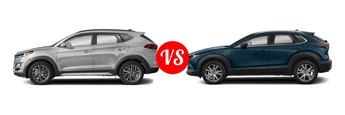2020 Hyundai Tucson SUV Ultimate vs. 2020 Mazda CX-30 SUV Premium Package - Side Comparison