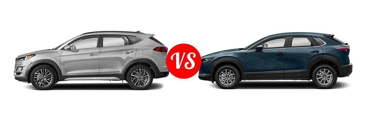 2020 Hyundai Tucson SUV Ultimate vs. 2020 Mazda CX-30 SUV FWD - Side Comparison
