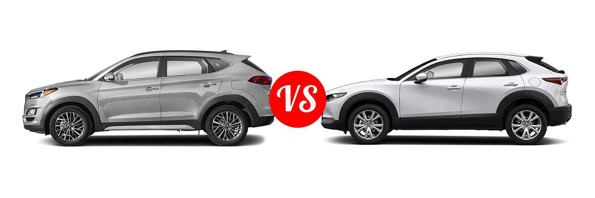 2020 Hyundai Tucson SUV Ultimate vs. 2020 Mazda CX-30 SUV Select Package - Side Comparison