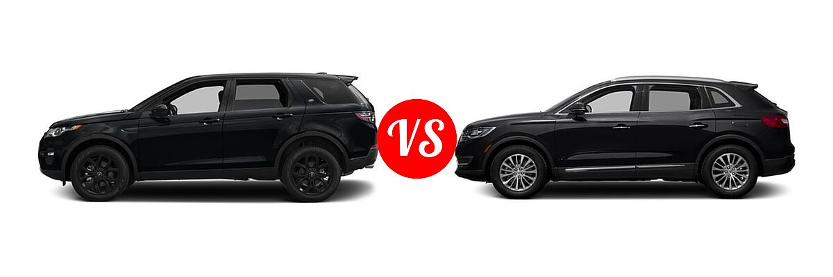 2017 Land Rover Discovery Sport SUV HSE / HSE Luxury / SE vs. 2017 Lincoln MKX SUV Black Label / Premiere / Reserve / Select - Side Comparison
