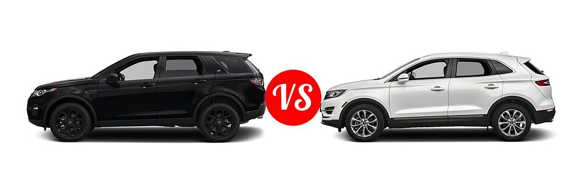 2017 Land Rover Discovery Sport SUV HSE / HSE Luxury / SE vs. 2017 Lincoln MKC SUV Black Label / Premiere / Reserve / Select - Side Comparison
