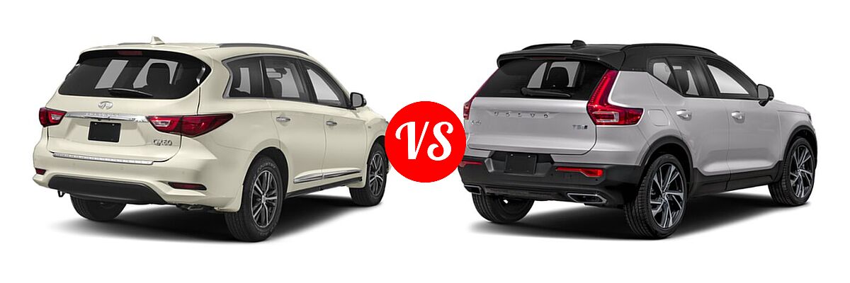 2020 Infiniti QX60 SUV LUXE / PURE vs. 2019 Volvo XC40 SUV R-Design - Rear Right Comparison