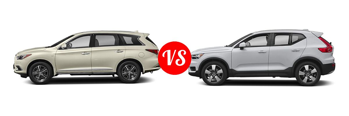 2020 Infiniti QX60 SUV LUXE / PURE vs. 2019 Volvo XC40 SUV Momentum / R-Design - Side Comparison