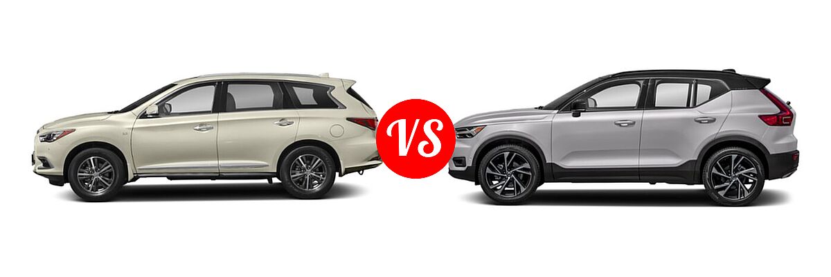 2020 Infiniti QX60 SUV LUXE / PURE vs. 2019 Volvo XC40 SUV R-Design - Side Comparison