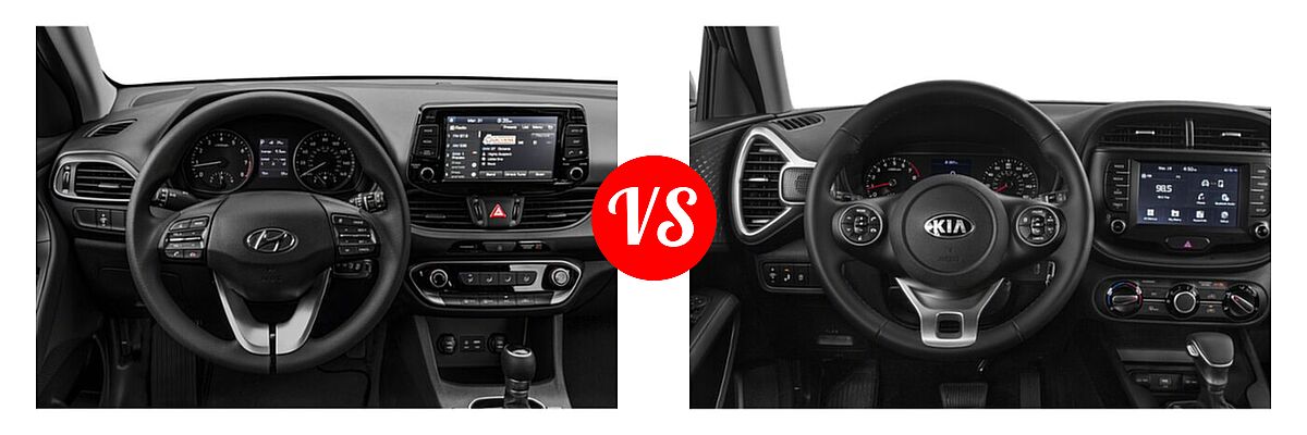 2020 Hyundai Elantra GT Hatchback Auto vs. 2020 Kia Soul Hatchback GT-Line Turbo / LX / S / X-Line - Dashboard Comparison