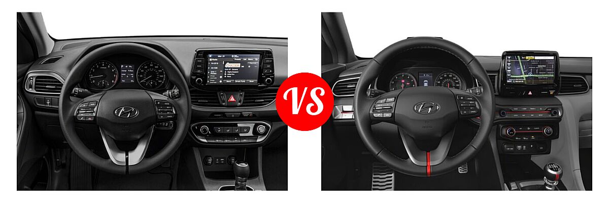 2020 Hyundai Elantra GT Hatchback Auto vs. 2020 Hyundai Veloster Hatchback Turbo / Turbo R-Spec / Turbo Ultimate - Dashboard Comparison