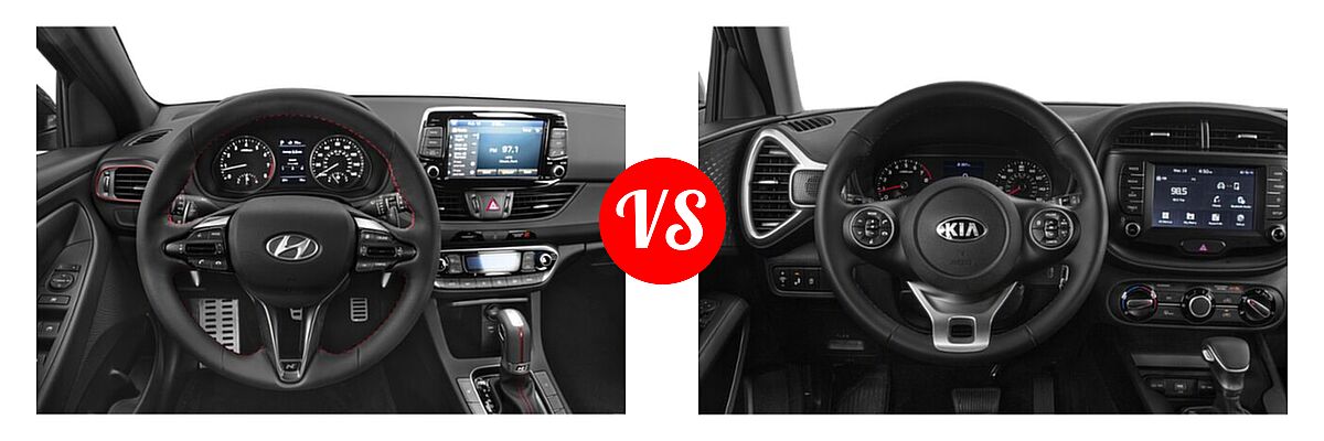 2020 Hyundai Elantra GT Hatchback N Line vs. 2020 Kia Soul Hatchback GT-Line Turbo / LX / S / X-Line - Dashboard Comparison