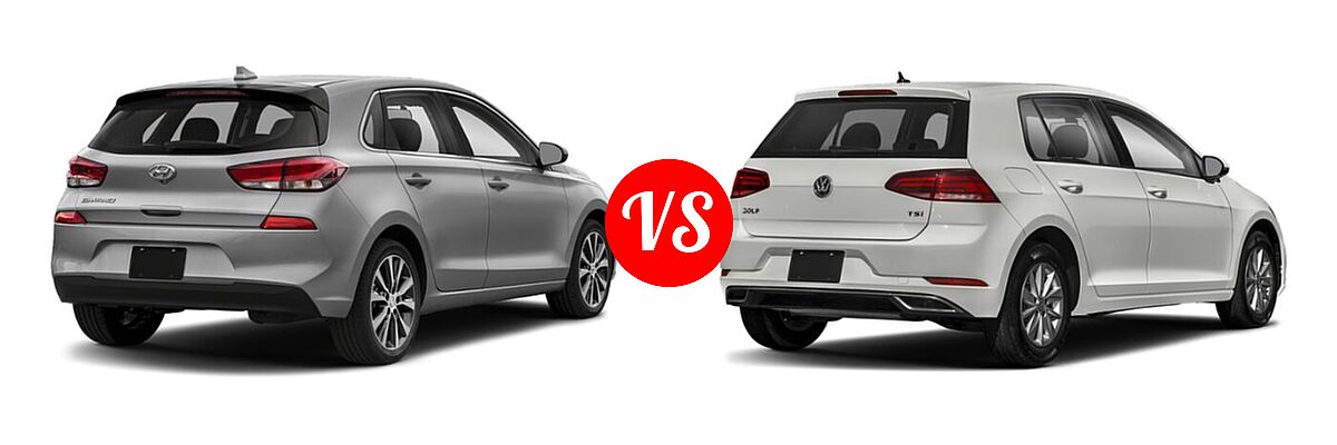 2020 Hyundai Elantra GT Hatchback Auto vs. 2020 Volkswagen Golf Hatchback TSI - Rear Right Comparison