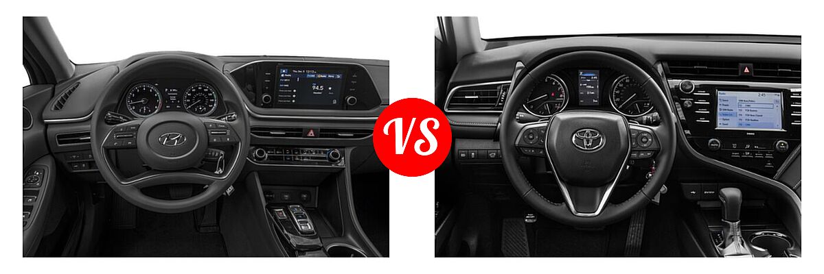 2020 Hyundai Sonata Sedan SE vs. 2020 Toyota Camry Sedan SE Nightshade - Dashboard Comparison
