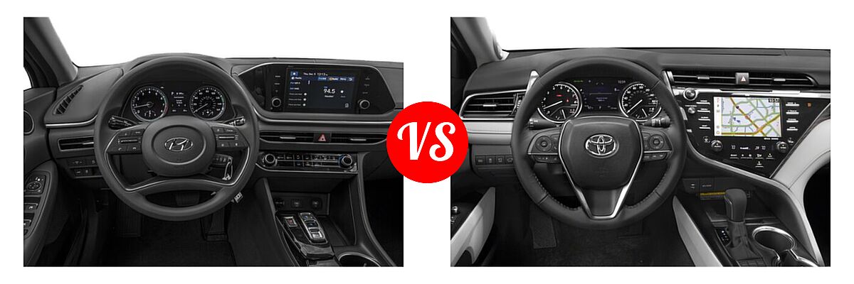 2020 Hyundai Sonata Sedan SE vs. 2020 Toyota Camry Sedan XLE / XLE V6 - Dashboard Comparison
