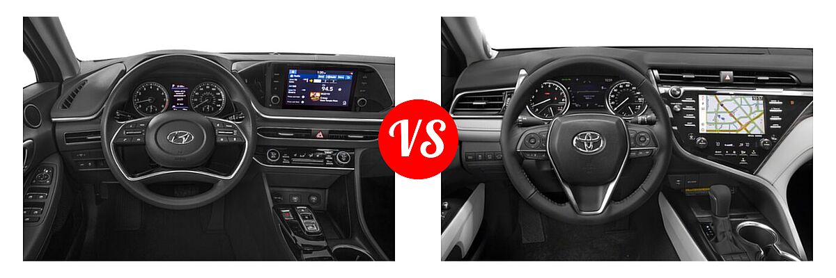 2020 Hyundai Sonata Sedan SEL / SEL Plus vs. 2020 Toyota Camry Sedan XLE / XLE V6 - Dashboard Comparison