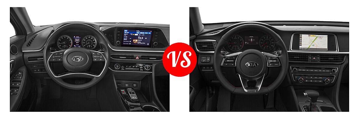 2020 Hyundai Sonata Sedan SEL / SEL Plus vs. 2020 Kia Optima Sedan SX - Dashboard Comparison