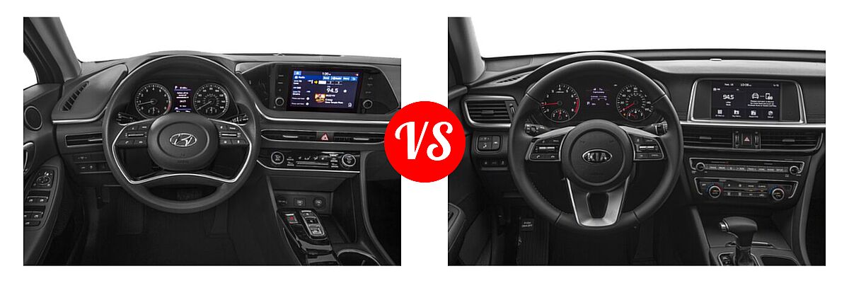 2020 Hyundai Sonata Sedan SEL / SEL Plus vs. 2020 Kia Optima Sedan S - Dashboard Comparison
