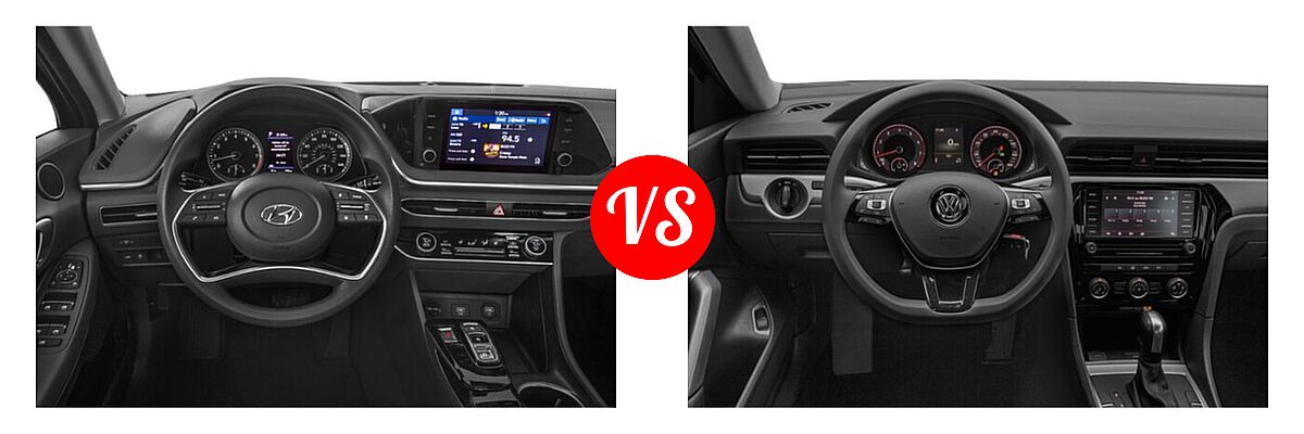 2020 Hyundai Sonata Sedan SEL / SEL Plus vs. 2020 Volkswagen Passat Sedan 2.0T S / 2.0T SE / 2.0T SEL - Dashboard Comparison