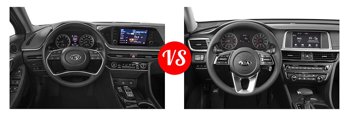 2020 Hyundai Sonata Sedan Limited vs. 2020 Kia Optima Sedan LX - Dashboard Comparison
