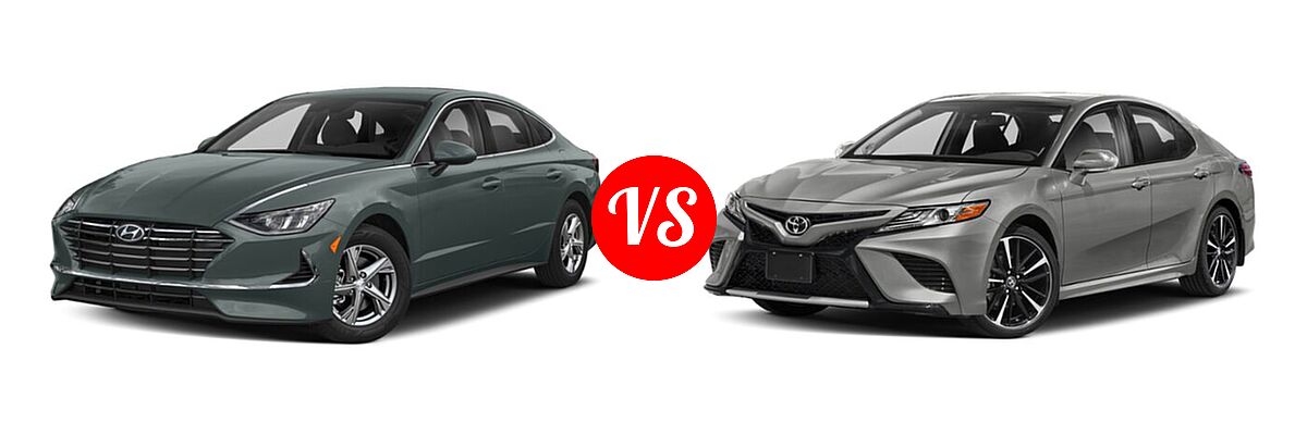2020 Hyundai Sonata Sedan SE vs. 2020 Toyota Camry Sedan XSE / XSE V6 - Front Left Comparison