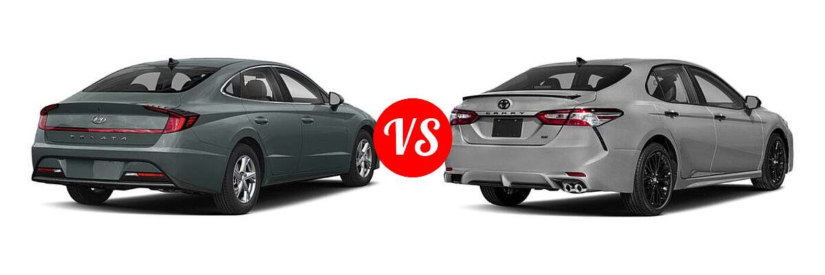 2020 Hyundai Sonata Sedan SE vs. 2020 Toyota Camry Sedan SE Nightshade - Rear Right Comparison