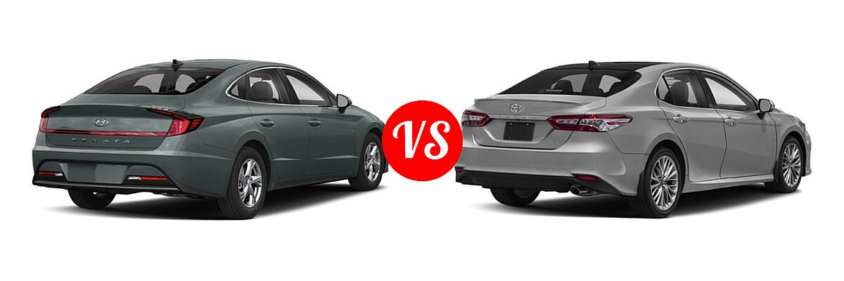 2020 Hyundai Sonata Sedan SE vs. 2020 Toyota Camry Sedan XLE / XLE V6 - Rear Right Comparison