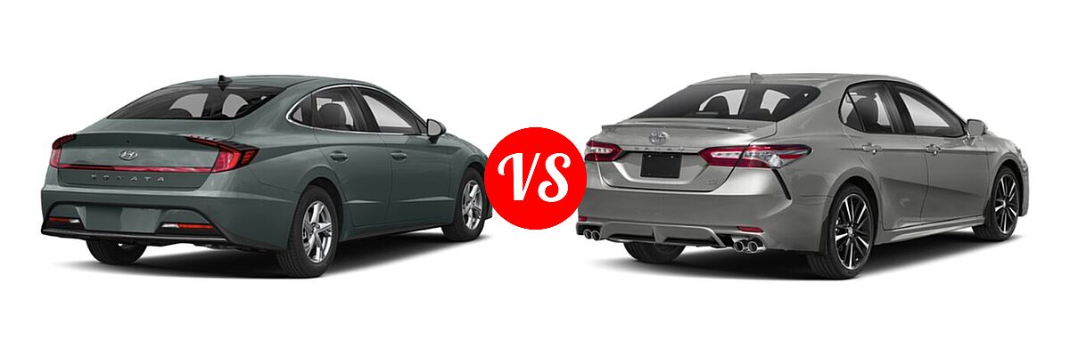 2020 Hyundai Sonata Sedan SE vs. 2020 Toyota Camry Sedan XSE / XSE V6 - Rear Right Comparison