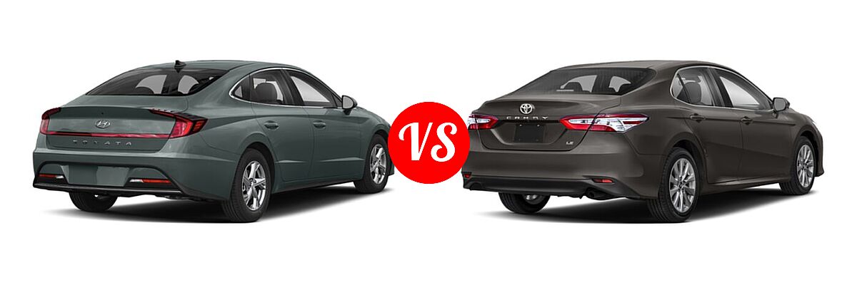 2020 Hyundai Sonata Sedan SE vs. 2020 Toyota Camry Sedan L / LE - Rear Right Comparison