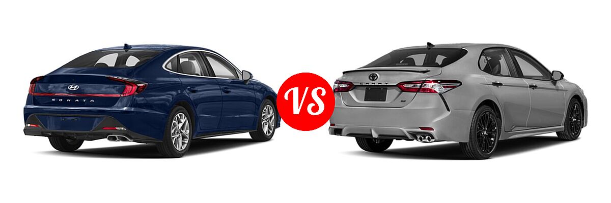 2020 Hyundai Sonata Sedan SEL / SEL Plus vs. 2020 Toyota Camry Sedan SE Nightshade - Rear Right Comparison