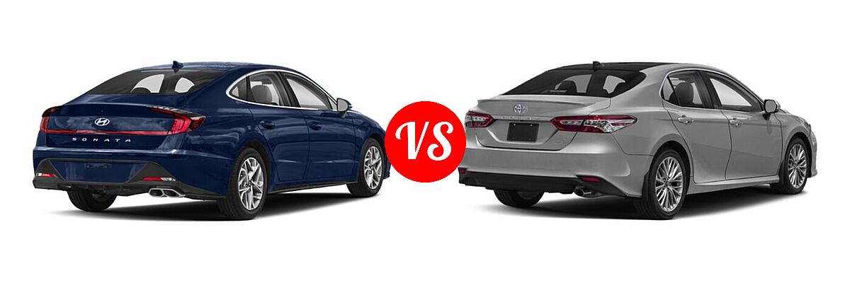 2020 Hyundai Sonata Sedan SEL / SEL Plus vs. 2020 Toyota Camry Sedan XLE / XLE V6 - Rear Right Comparison