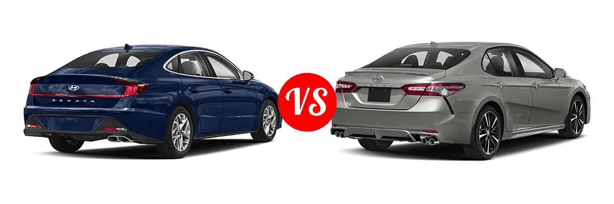 2020 Hyundai Sonata Sedan SEL / SEL Plus vs. 2020 Toyota Camry Sedan XSE / XSE V6 - Rear Right Comparison