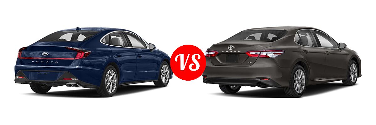 2020 Hyundai Sonata Sedan SEL / SEL Plus vs. 2020 Toyota Camry Sedan L / LE - Rear Right Comparison