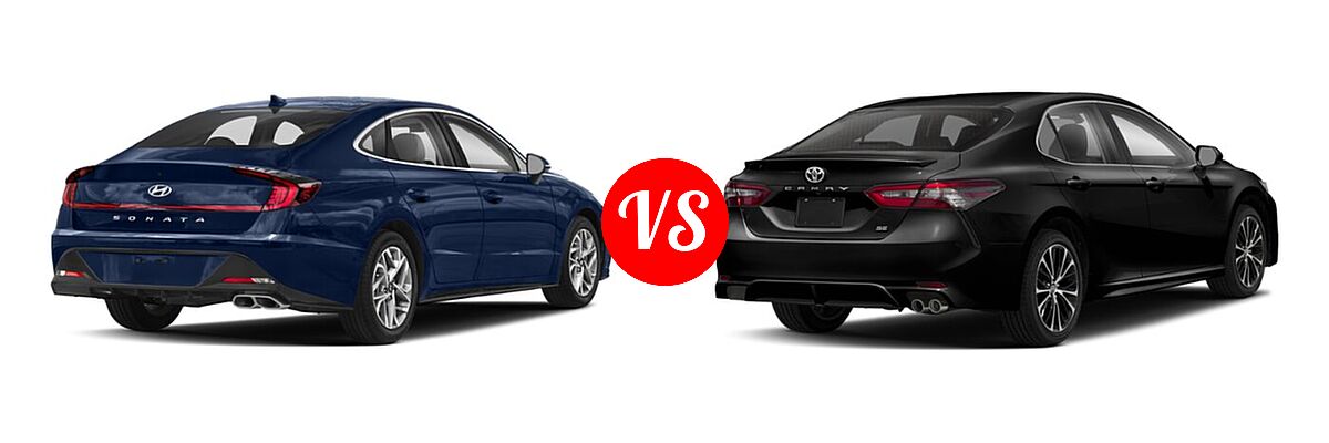 2020 Hyundai Sonata Sedan SEL / SEL Plus vs. 2020 Toyota Camry Sedan SE - Rear Right Comparison