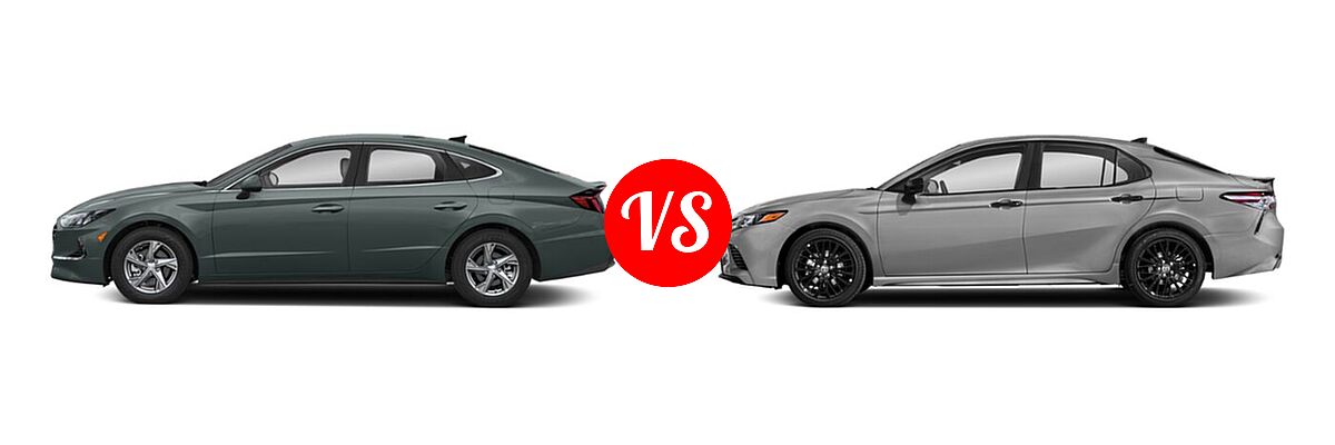 2020 Hyundai Sonata Sedan SE vs. 2020 Toyota Camry Sedan SE Nightshade - Side Comparison